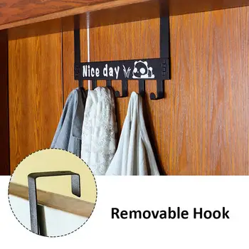 

Practical Wall Hook Seamless Living Room Shelf Home Decor Iron Door Hanger Door Hook Carbon Steel Six Hooks Kitchen Closet