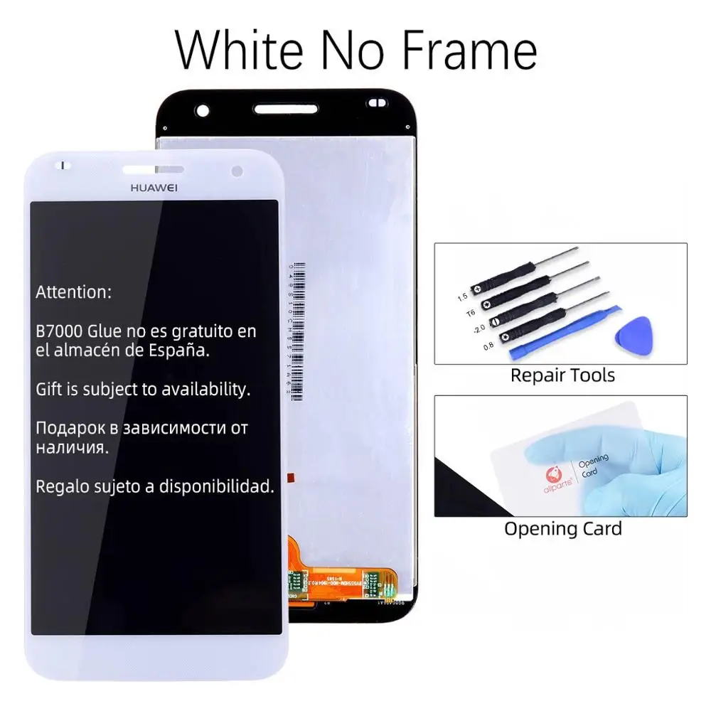 Дисплей для HUAWEI G7 G7-I01 G7-I03 l01 LCD в сборе с тачскрином на рамке 5.5'' черный белый - Цвет: White No Frame