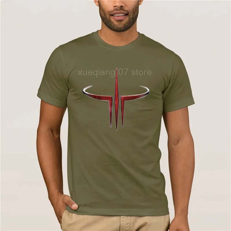 Последняя мода для мужчин Quake Insignia серии футболка Quake I II III IIII 1 2 3 4 Мужская игровая футболка Забавные футболки для мальчиков - Цвет: army green