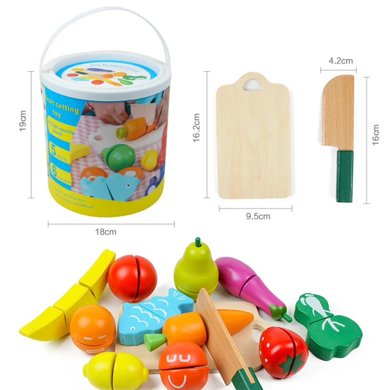 2021New Parent-child Interactive Cooking Simulation Miniature Food Model Cut Wooden Fruits And Vegetables Early Educational Toy
