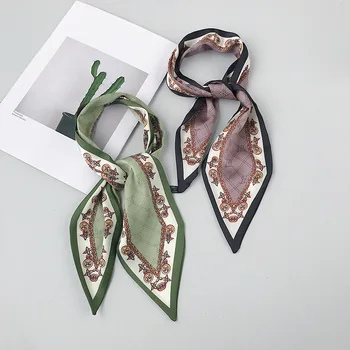 

Chinese Retro Culture Long Female Silk Scarf Wild Pointed Double-sided Multifunctional Hairband Ornament Silk Scarf