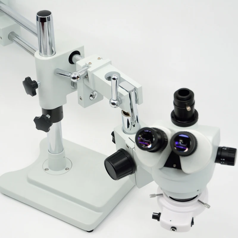 3.5X-90X Microscopio 50/50 분할 동시 초점 이중 붐 스탠드 삼안 현미경 스테레오 줌 현미경 + 60MP HDMI 카메라