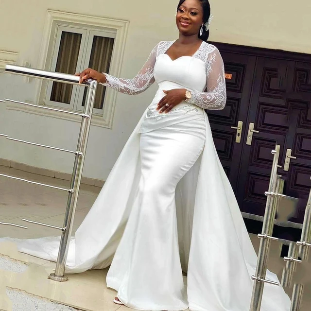 2022 Plus Size African Nigerian Wedding Mermaid Lace Wedding Dress