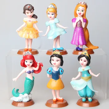 

6pcs disney princess snow white Mermaid Jasmine Aladdin Model Action Figure Anime Decoration Figurine Toys Gifts For Children