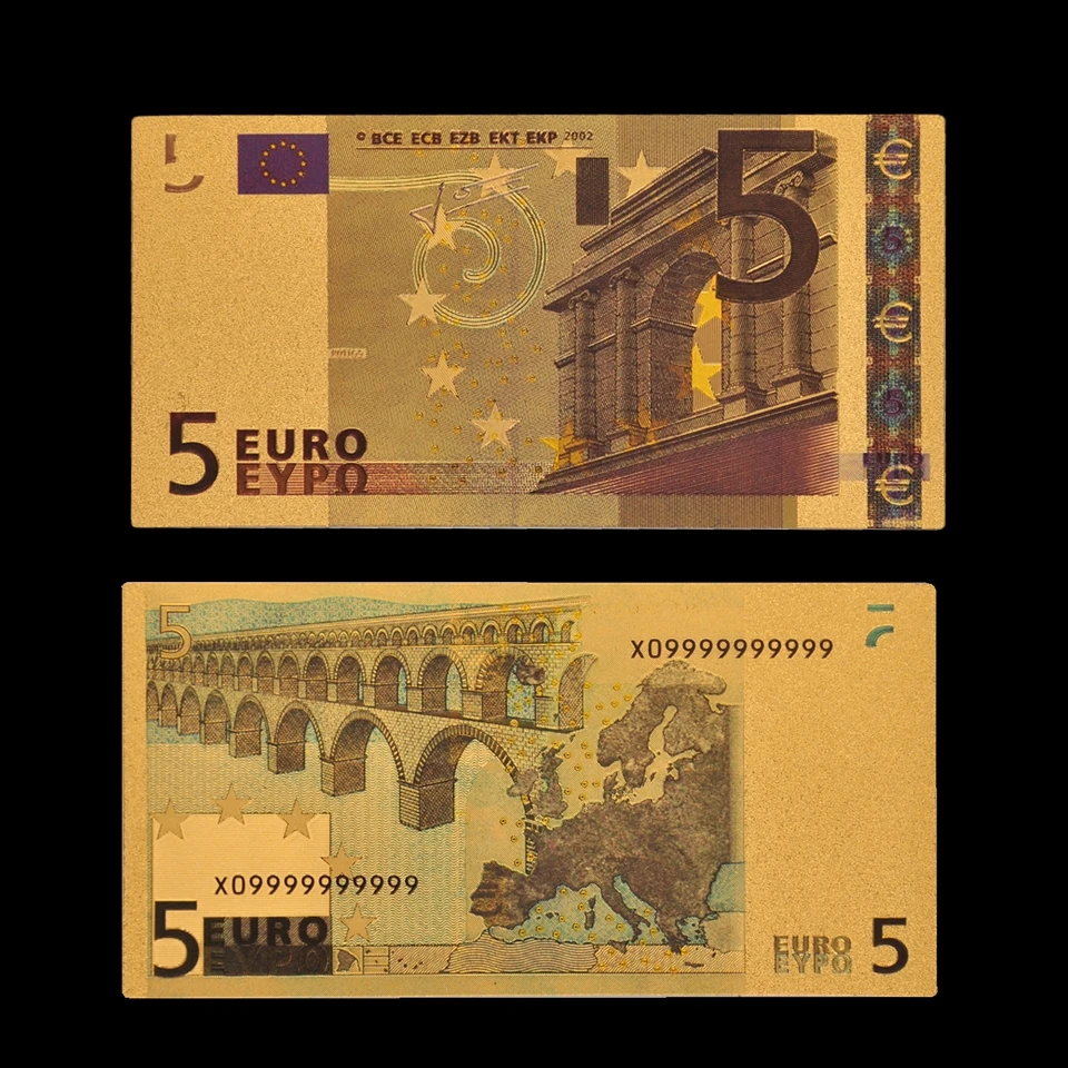 

24k Gold Banknote Euro 5 Gold Foil Banknote Table Decor/Ornament