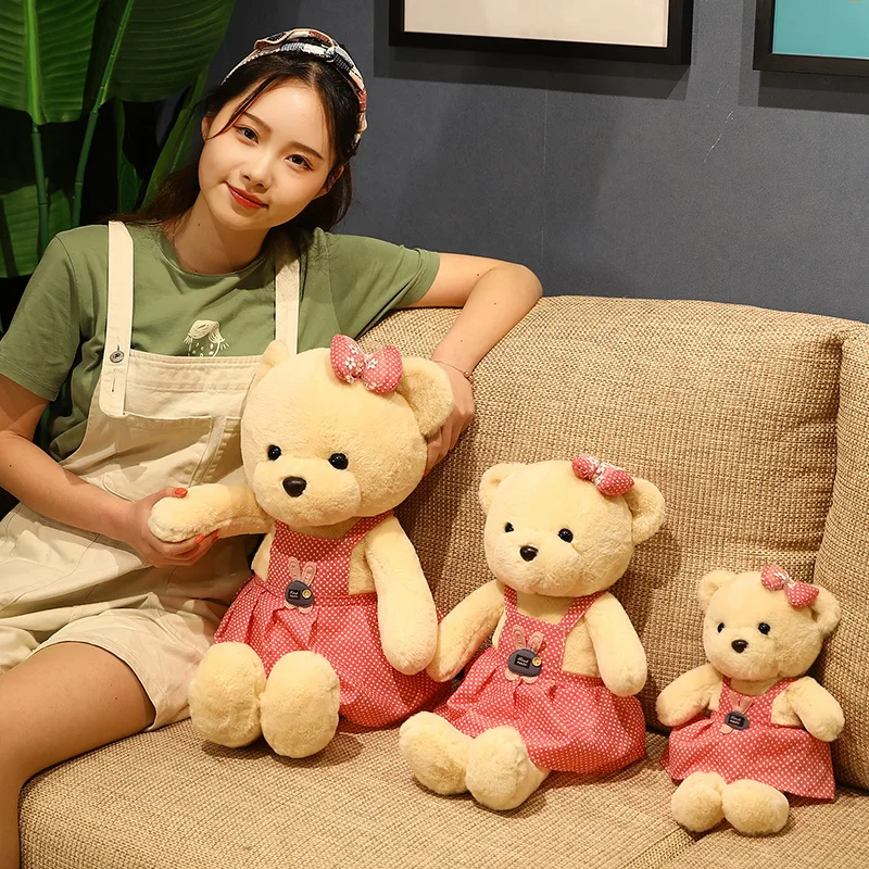 30/50/70cm New Fluffy Bear Plush Toy Soft Stuffed Cartoon Animal Bear With Sweater Doll Baby Appease Lover Girlfriends Birthday