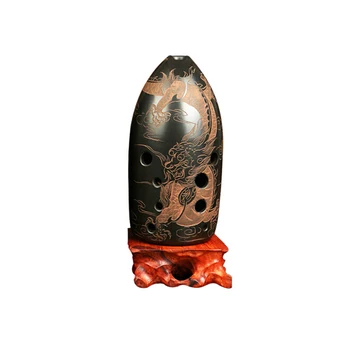 

Ten holes xun professional playing double-chamber Ocarina with dragon and phoenix pattern instrument