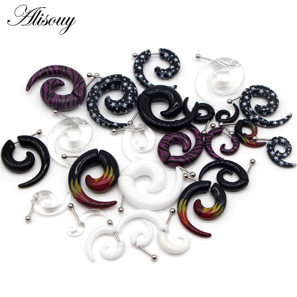 2pc Fake Ear Tunnels Acrylic False Earring Cartilage Piercing Body Jewelry