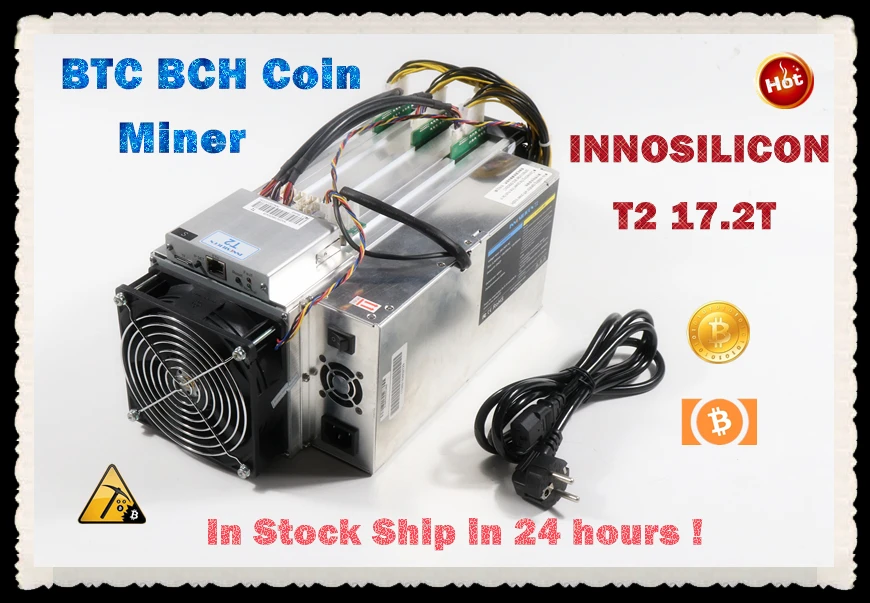 Б/у INNOSILICON T2 17.2TH/s с БП Asic Bitcoin BTC BCH Miner лучше чем Antminer S9 S9j S17 T17 Whatsminer M3 M3X Ebit E10