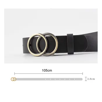

Women Leather Belt Jeans Pants Waist Strap with Double O-ring Alloy Buckle SER88