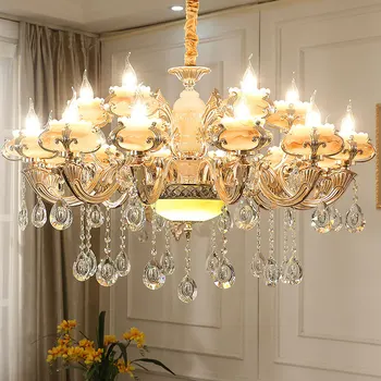 

European K9 Crystal Luxury LED Chandelier Lighting Zinc Alloy Compound Building Hanging Lamp Living Room Bedroom Hall Fixtures