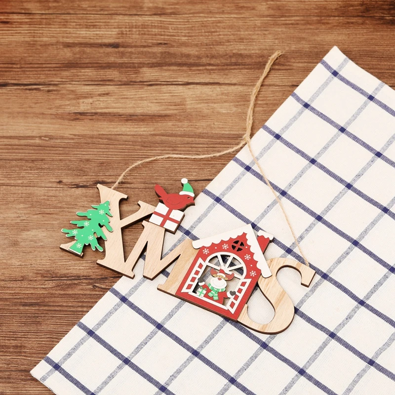 Рождественская Деревянная открытка, рождественская подвеска, креативная Рождественская елка, висячие украшения, витрина, украшение, Рождественское украшение для дома - Цвет: Xmas