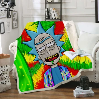 

Plstar Cosmos Cartoon Rick and Morty funny character Blanket 3D print Sherpa Blanket on Bed Home Textiles Cute style-10