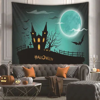 

2020 Halloween Tapestry Skull Printed Wall Hanging Tapestry Background Cloth Digital Printing Tapestry Halloween Home Decor