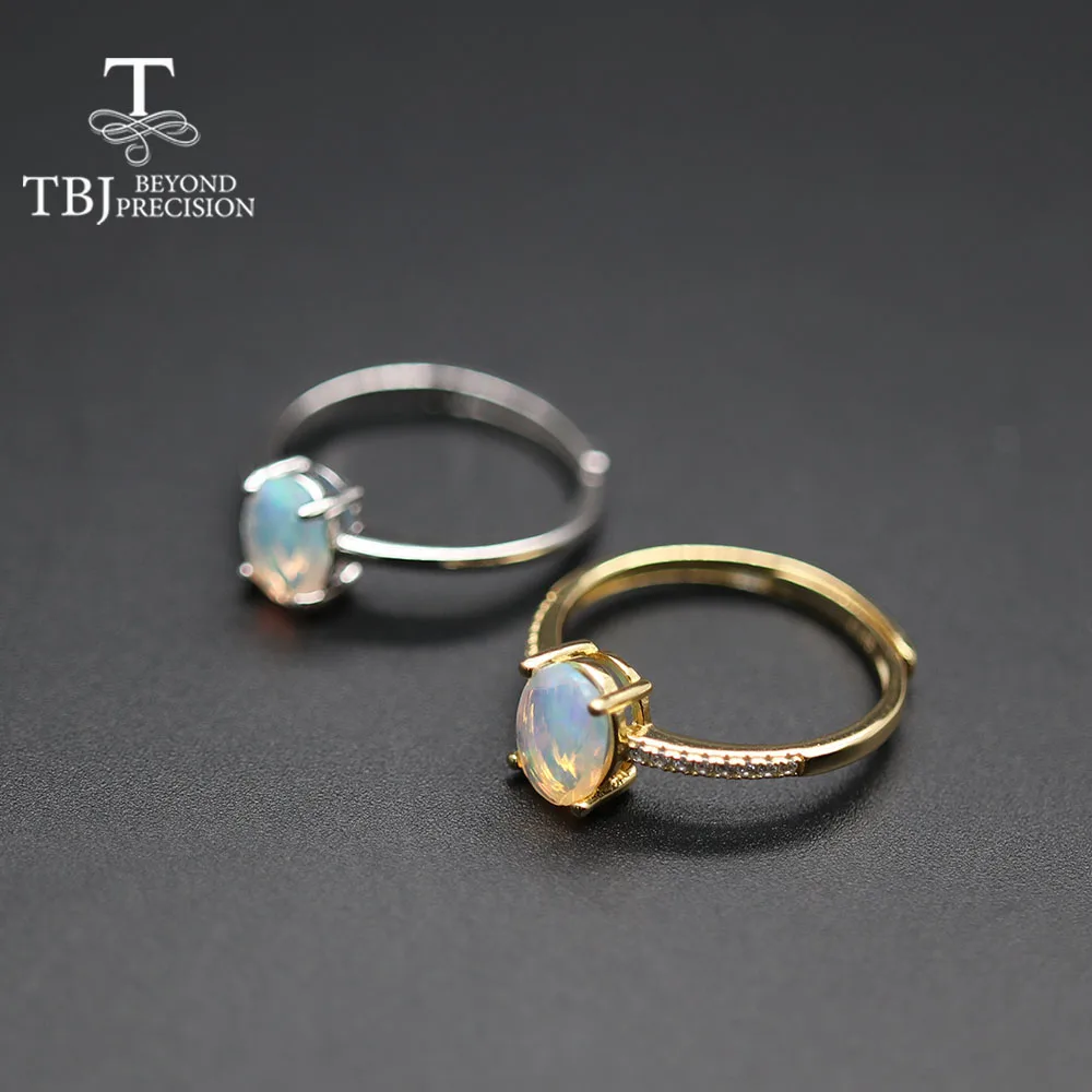 Ceny Proste Opal kobiety pierścień naturalne etiopia owalne 6*8mm 1carat kamień 925 srebro żółte złoto fine jewelry tbj promocja