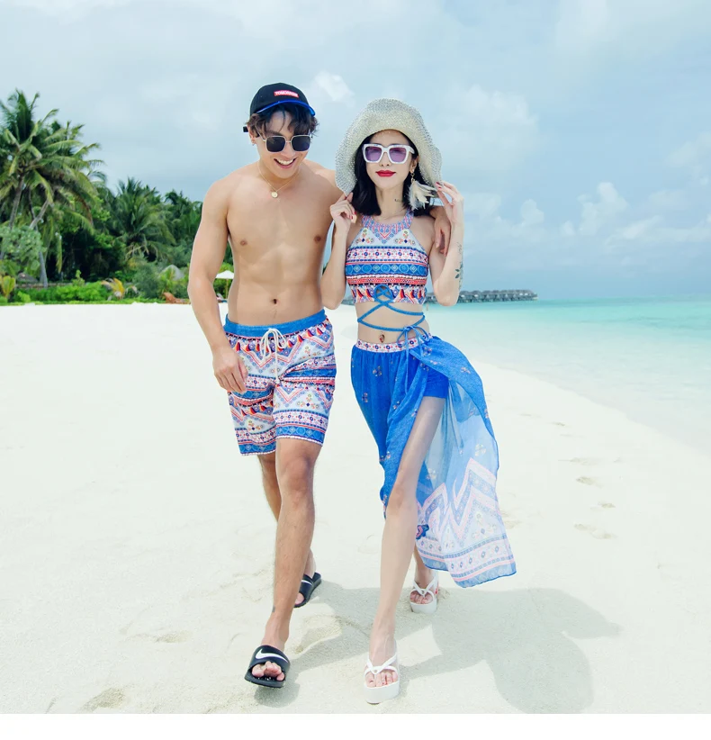 Conjunto de bikini para hombre y mujer, traje de baño para la playa