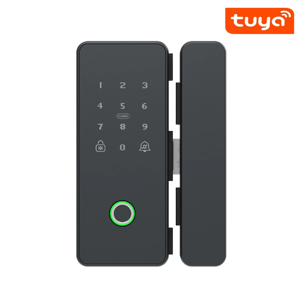 Tuya APP Smart Double Hook Bolt Digital Touch Keypad Fingerprint Biometrics Card Password Number Code Lock For Glass Door | Безопасность
