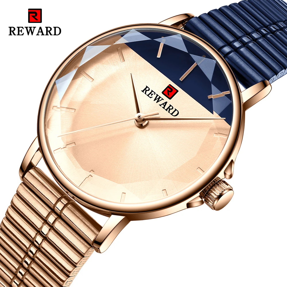 REWARD Fashion Women Watches Color Matching Dial Quartz Watch Waterproof Ladies Stainless Steel Casual Wristwatch Montre Femme afbeelding