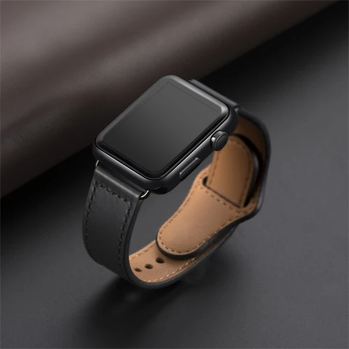 Натуральная кожа петля ремешок для apple watch 4 5 44 мм 40 мм, ремешок 42 мм, 38 мм, для iwatch, версия 5/4/3/2/1 браслет высокого качества наручный ремень - Цвет ремешка: NEW black