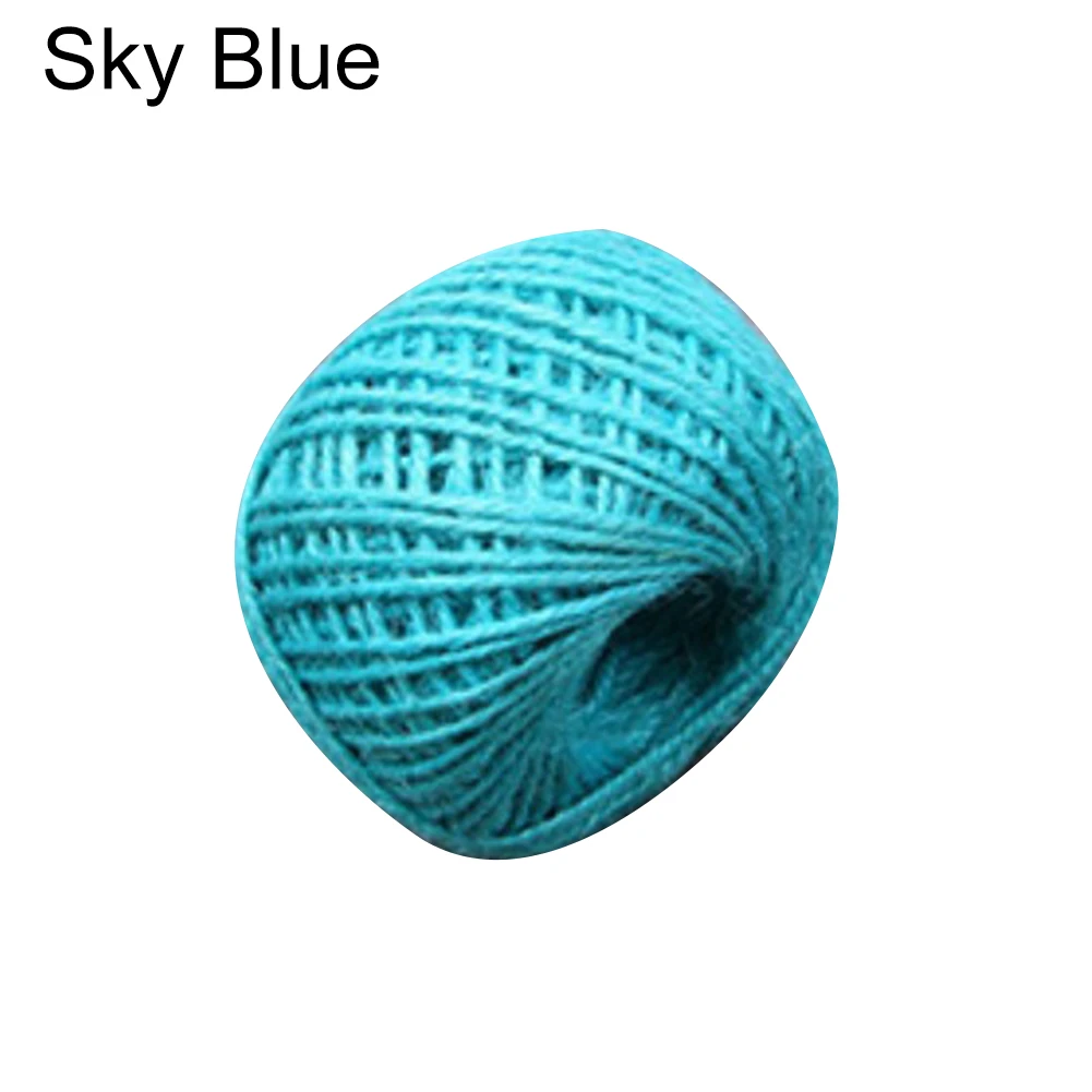 Sky Blue 50M Natural Burlap Hessian Jute Twine Cord Hemp Rope String Gift Packing String Christmas Event& Party Supplies Practical Goods - Цвет: Sky Blue