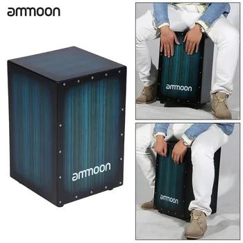 

ammoon Wooden Box Drum Cajon Hand Drum Persussion Instrument Woodom with Stings Rubber Feet 30 * 31 * 48cm