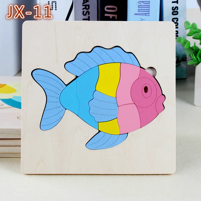 3D деревянные игрушки дети мультфильм Животные дорожная память образовательная деревянная головоломка игрушки DIY Пазлы игрушки для детей - Цвет: JX-11