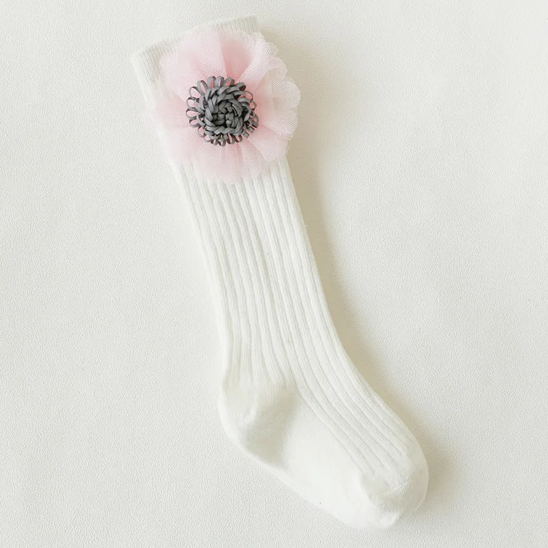 1 пара, носки принцессы для маленьких девочек зимние носки для малышей длинные носки в Вертикальную Полоску вязаные хлопковые носки для девочек, От 1 до 3 лет - Цвет: Белый
