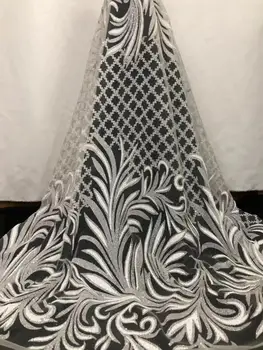 

newest meterial african french net lace fabric with glued gilliter JOY-22633 african tulle lace fabric with classic flower