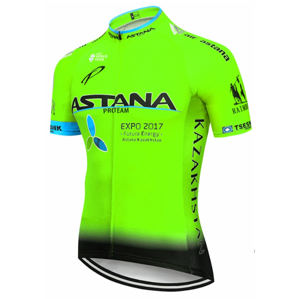 Новинка флуоресцентная Астана велосипедная майка 12D набор велошорт Быстросохнущий велосипед для мужчин одежда команда pro кофта для велоспорта Culotte - Цвет: Cycling jersey