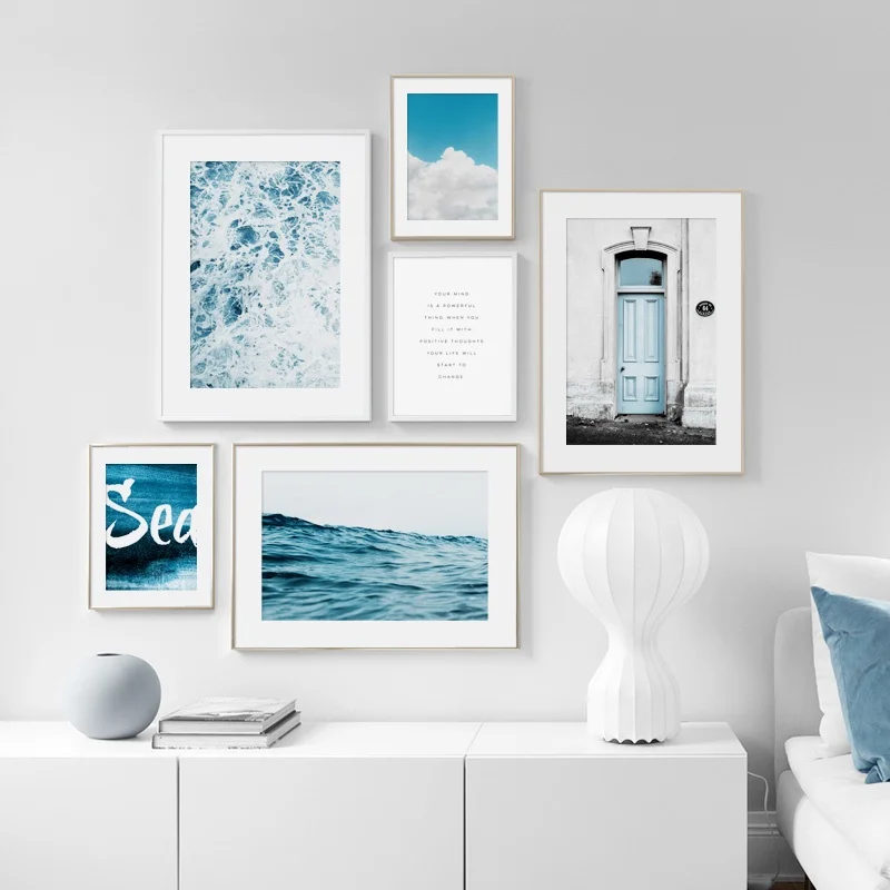 

Sea Sky Cloud Mountain Door Quotes Wall Art Print Canvas Painting Nordic Canvas Posters And Prints Wall Pictures For Living Room
