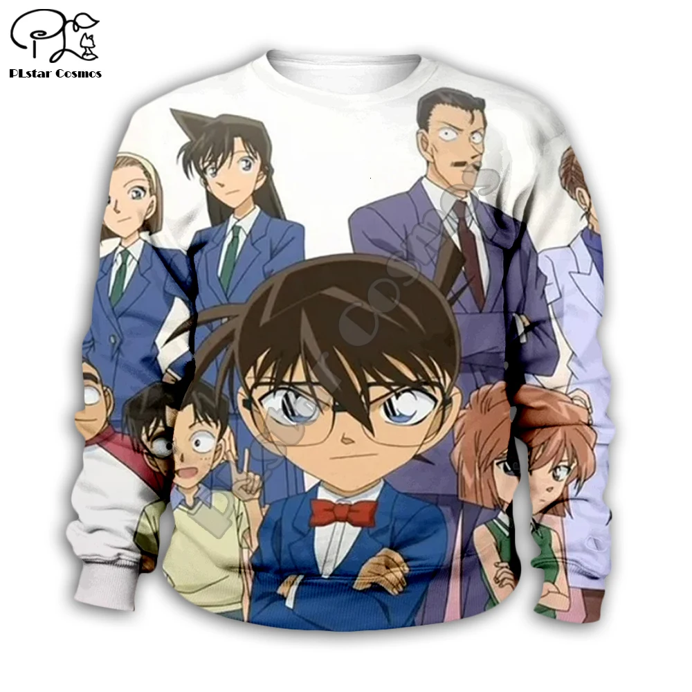 Kawaii/толстовка с объемным рисунком детектива Конана для маленьких детей, новая Толстовка с принтом Аниме/футболка на молнии/штаны для мальчиков и девочек, Детский комплект