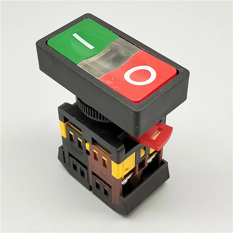 1Pcs 22mm/25mm 220V AC ON/OFF START STOP 1NO 1NC 2 buttons AS-22N 25N Momentary double head Push Button Switch With LIGHT | Обустройство