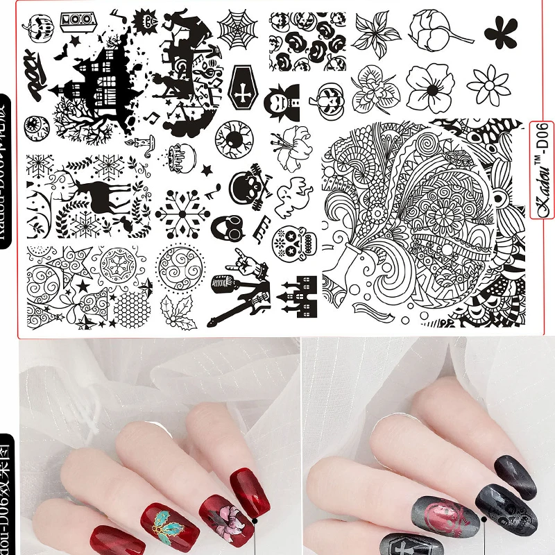 

14.5x9.5cm Nail Stencils Sticker Tattoo Halloween Stencil Stamp Plate KA Stainless Polish Image Nail Stencil Template Decoration