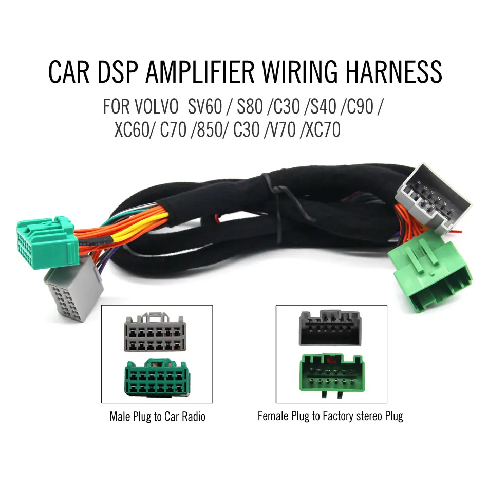 

Puzu Car DSP Amplifier Wring harness cables Tail Socket Line for VOLVO SV60 / S80 /C30 /S40 /C90 /XC60/ C70 /850/V70/XC70