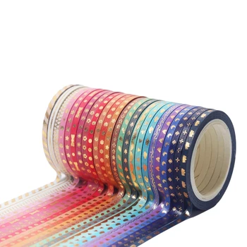 

24 Rolls Tape Set Skinny Masking Gold Foil Print Decorative for Arts, DIY Crafts,Wrapping
