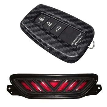 

2 Pcs Car Accessories: 1 Pcs Car Smart Key Cover Remote Key Cover & 1 Pcs Red Led Rear Bumper Fog Light Tail Brake Lamp