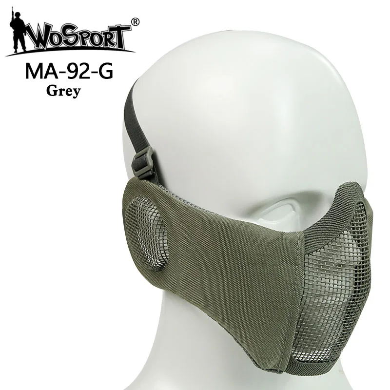grey Спорт на открытом воздухе Военная Тактическая Маска защитный ударная Металлическая Сетка Airsoft Пейнтбол металлическая маска тактические; на пол-лица Военная маска - Цвет: grey