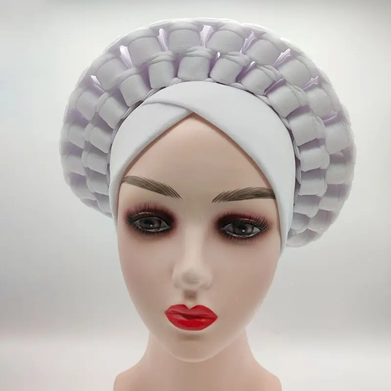 Africa Turban Caps for Women African Aso Oke Headtie Ready to Wear Auto Gele Female Head Wraps Muslim Caps Nigerian Wedding Gele african head wraps