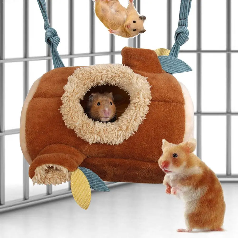 Hamster Hammock Small Pet Tunnel Toy Chinchillas Warm Nest Hammock Hamster Cotton Nest Jungle Stump Leaves Hanging Bed Nest Cages Aliexpress