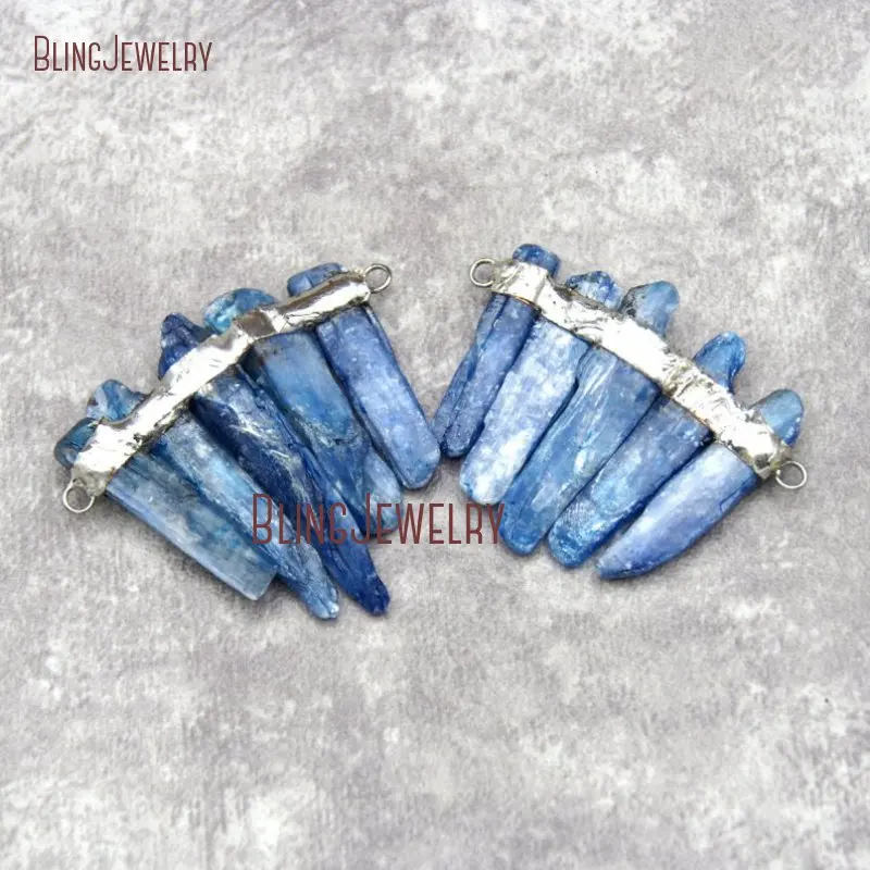 

Graduated Raw Rough Blue Kyanite Point Pendant Silver Solder Points Stick Pendant PM27359