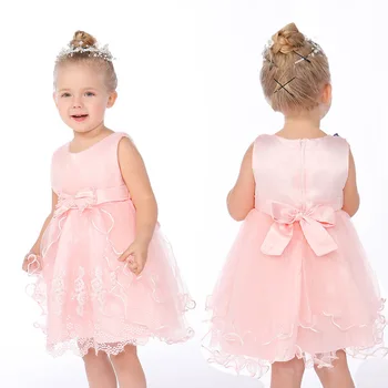 

Pink Girls princess clothes baby costume newborn girls party dress flower dresses first communion baptism vestido clothing