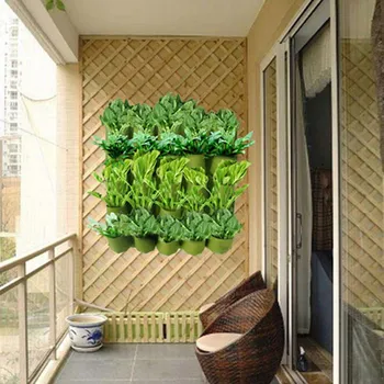 

Wall Hanging Planting Bag Garden Vertical Planter Multi Pocket Wall Mount Living Growing Bag Felt Indoor Outdoor Pot Black Green