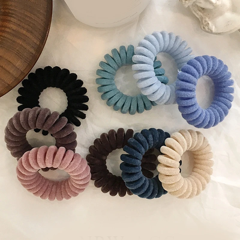 Elastic Knit Telephone Wire Hair Bands Girl Woman Hair Accessories Rubber Band Headwear Hair Rope Spiral Shape Hair Ties