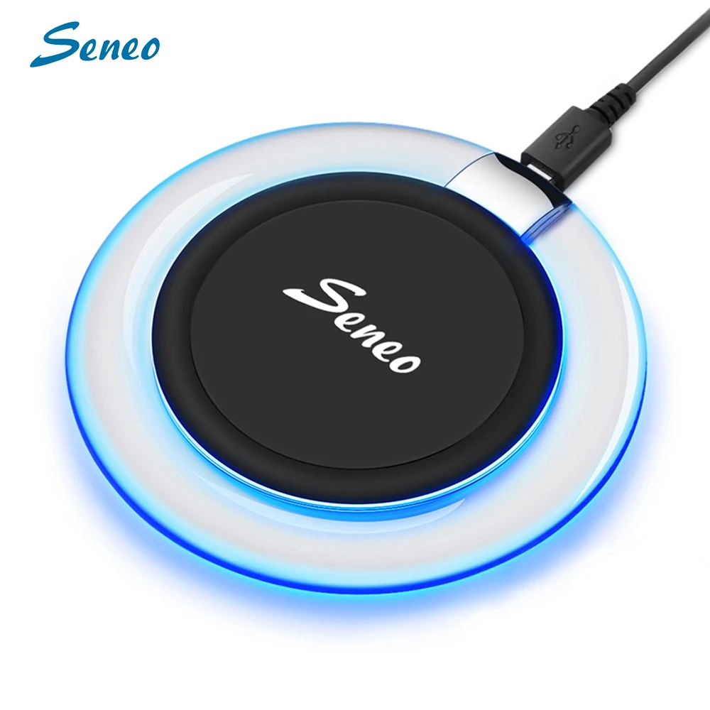 

Seneo PA131 Qi Wireless Charger For iPhone 11 X XS XR 8 5W Standard Wireless Charging Pad With LED Light For Galaxy S9 S8 Note 8