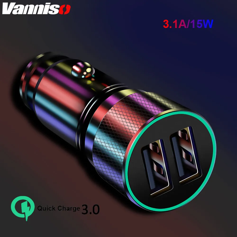 

3.1A 15W car chager For Mobile Phone GPS Mini USB Car-Charger Dual USB Car Phone Charge Adapter in Car with LED light for iphone