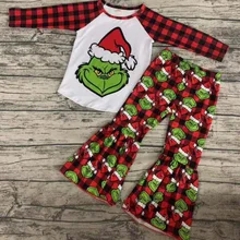 Рождественский наряд; модная зимняя одежда для малышей; красная простая одежда с длинными рукавами; штаны с оборками; леггинсы; бутик для маленьких девочек