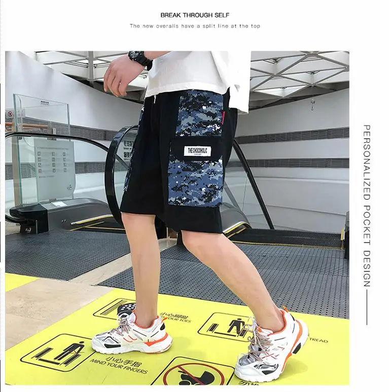 Мужские шорты с принтами, Летние Повседневные Дышащие прямые шорты-карго на шнурке, высококачественные мужские шорты с эластичной резинкой на талии