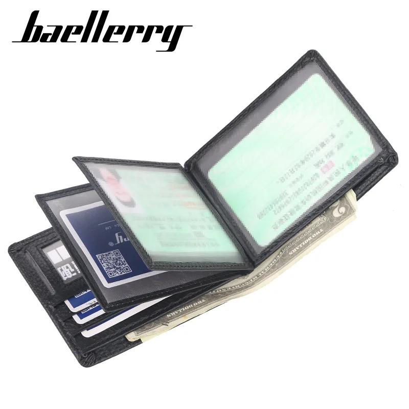 Baellerry мужские кошельки из натуральной кожи, держатель водительских прав, винтажный повседневный кожаный кошелек, футляр для карт, тонкий кошелек для мужчин