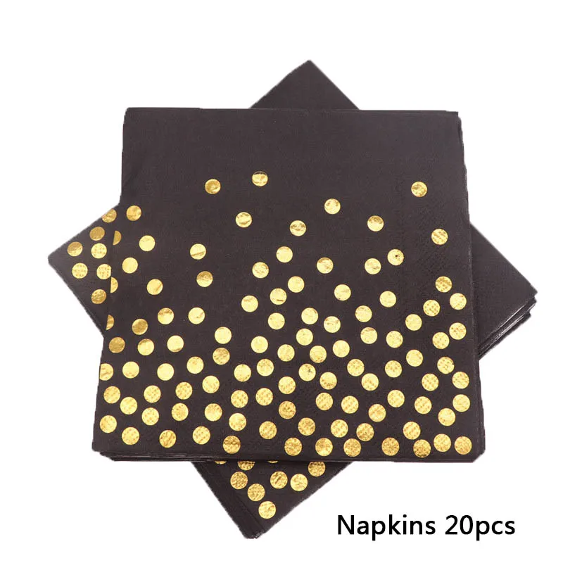 40 шт./лот золотые Красочные вечерние принадлежности бумажные тарелки салфетки под чашки мультфильм день рождения украшения на Рамадан для детей девочек Baby Shower - Цвет: Napkins20pcs