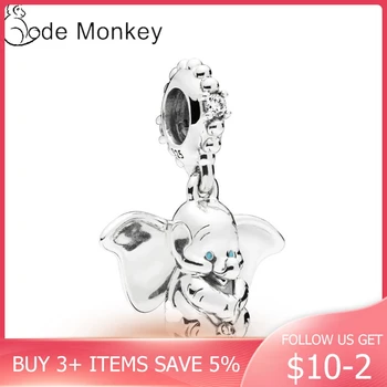 

CodeDog Hot Sale 100% Sterling Silver Dumbo Charms Beads Fit Original Bracelet Dangle DIY Jewelry Making CMS1513